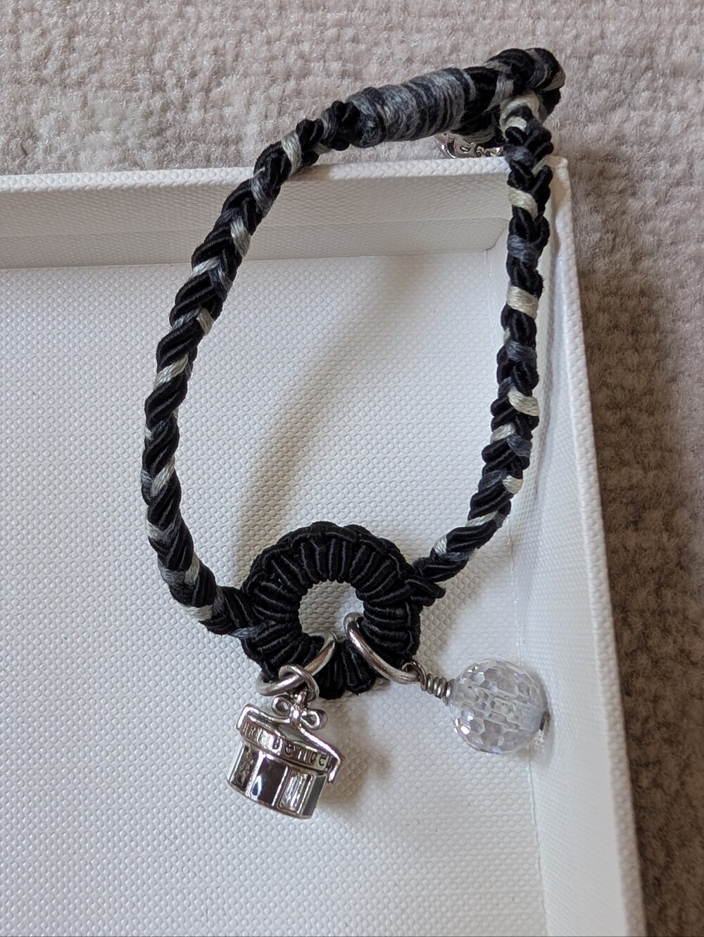 Henri Bendel Black & White Braided Charm Bracelet